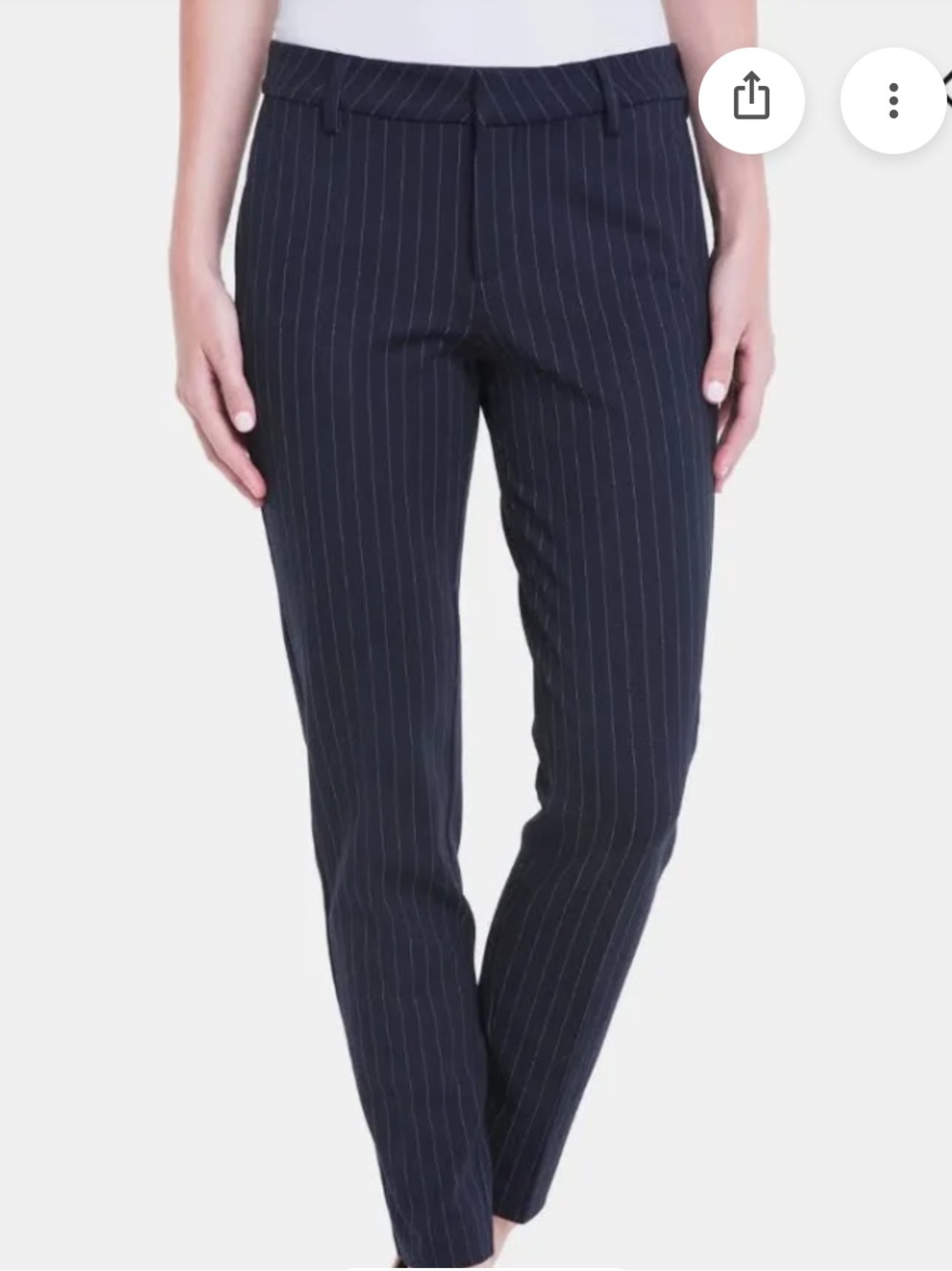 Liverpool Women's Navy Pinstripe Ankle Cropped Pants